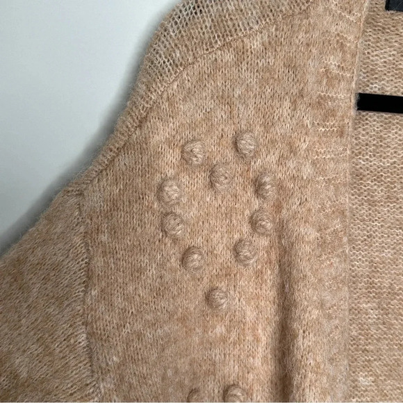 Doe & Rae Tan Neutral Bobble Long Line open front cardigan Size Large Neutral - Picture 10 of 13